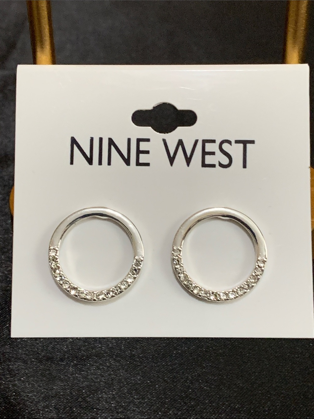 NWT Nine West silver tone clear stone earrings